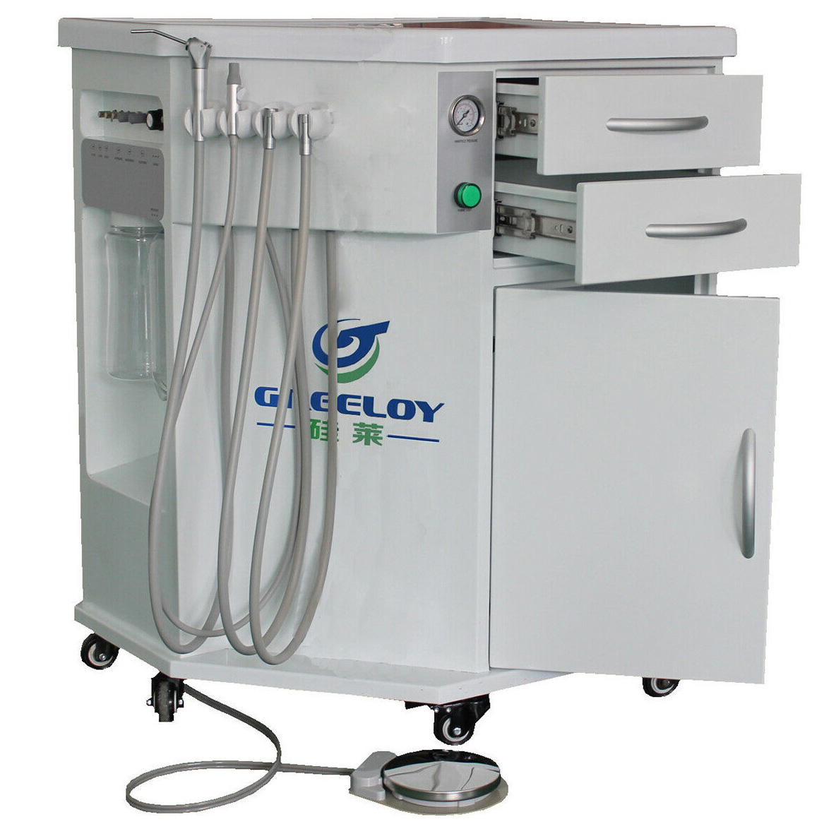 Greeloy® P211 unité de soin dentaire avec chariot tiroir et compressore senza olio
