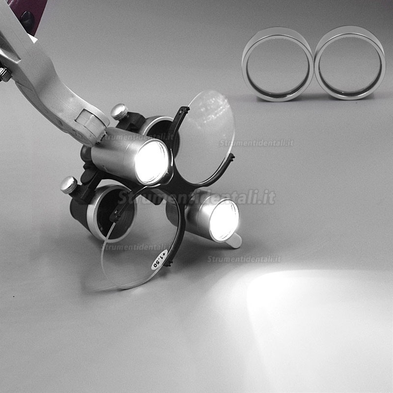 2,5/3,5X Occhiali ingrandimento dentista con lampada frontale a LED da 5 W e occhiali presbiti