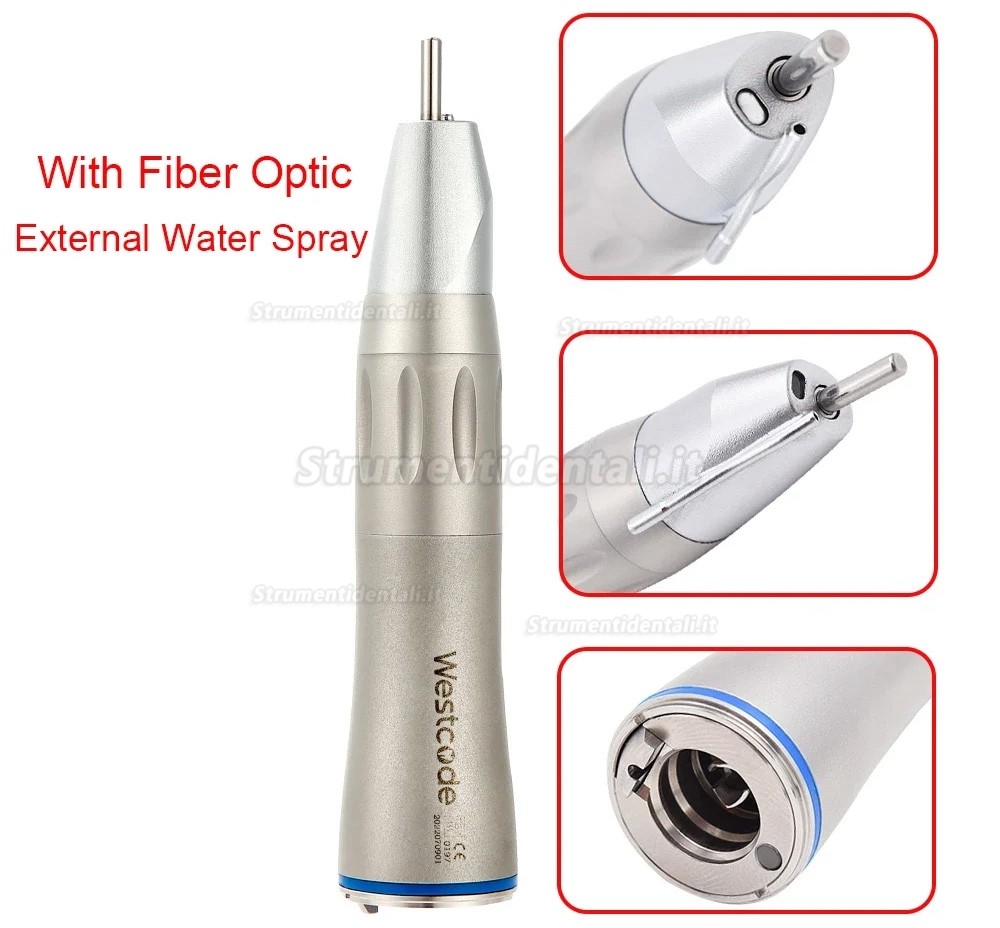 Manipolo dritto in fibra ottica dentale Westcode (tipo E, alimentazione idrica esterna)