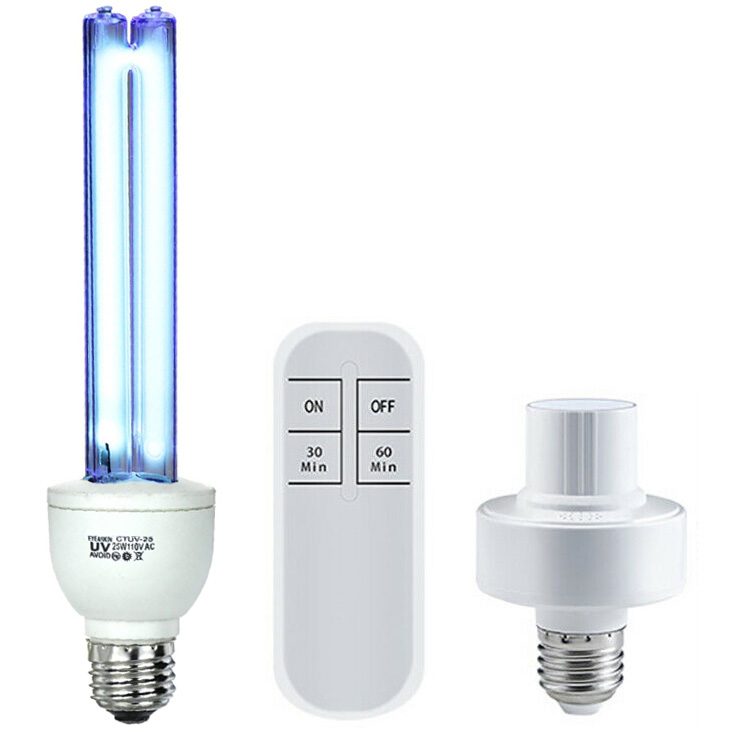 25W Quarzo UVC + Ozono Germicida Lampada a Luce Ultravioletta E27/E26 110v Pulisce l'Aria