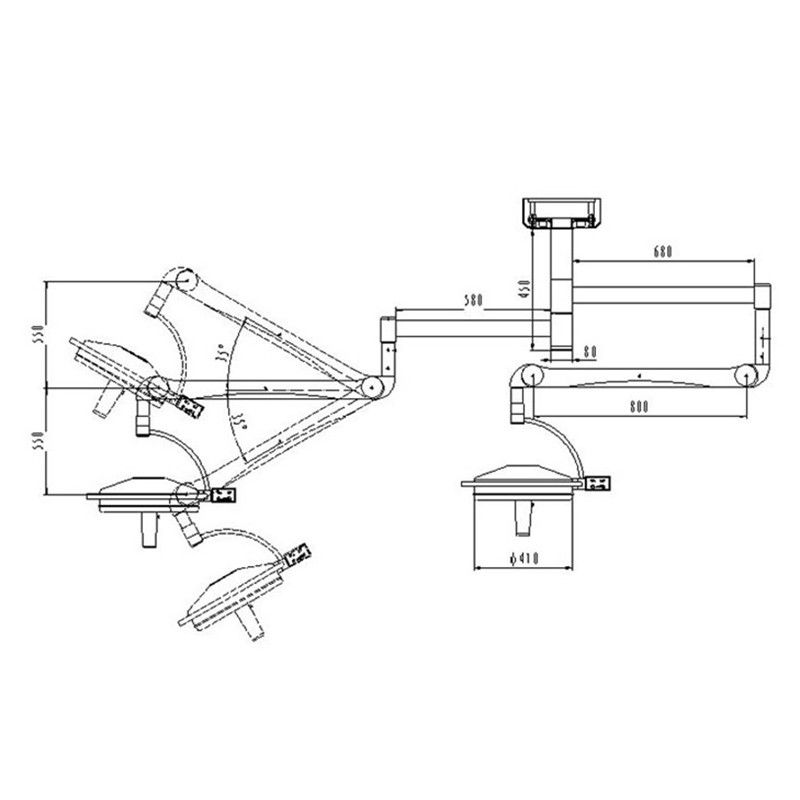 KWS KD-2072B-2 216W Lampada a Due Teste a Led a Soffitto Per Esami Chirurgici Senza Ombra