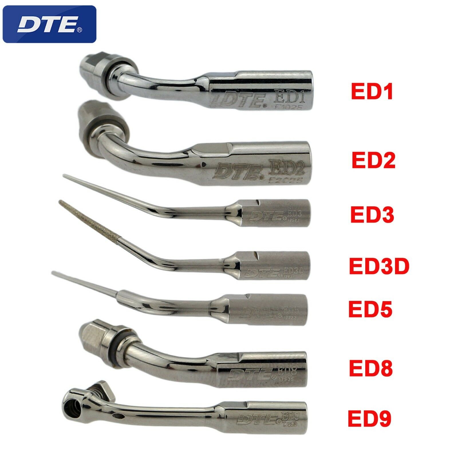 5 pezzi Woodpecker DTE Inserti piezo / punte per la pulizia endodontica ED1 ED2 ED3 ED5 ED5D ED8 ED9 compatibile con NSK SATELEC ACTEON