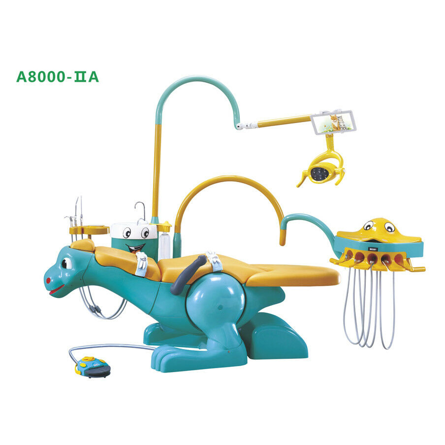 A8000-IIA Poltrona odontoiatrica pediatrica ​bella sedia dinosauro con 2 sgabelli da dentista