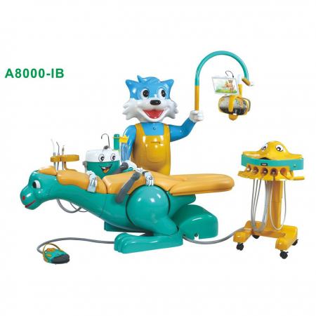 Poltrona odontoiatrica pediatrica con sedia dinosauro e scatola laterale per gatti sorridente A8000-IB
