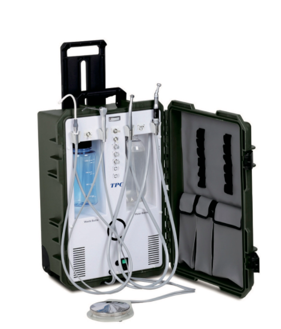 TPC PC2630 Riunito odontoiatrico portatile con compressore senza olio + siringhe aria/acqua