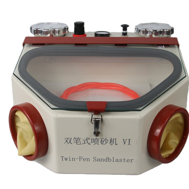 LZ LZ-VI Sabbiatrice per laboratorio odontotecnico con luce LED a doppia penna a 2 serbatoi