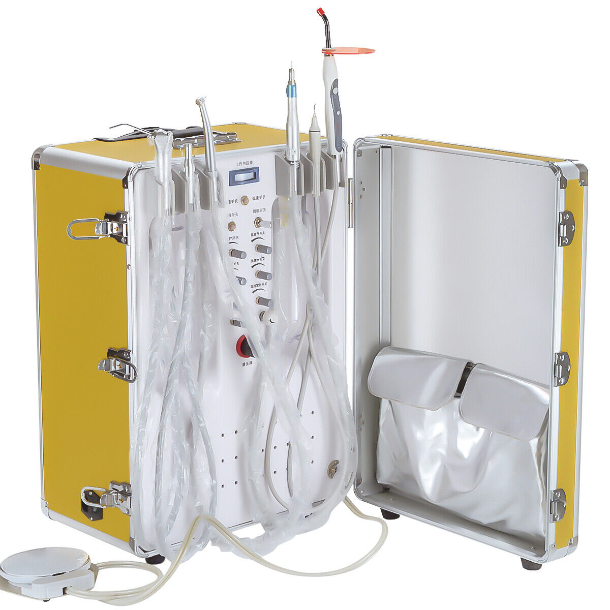 Riunito odontoiatrico portatile XS-341 con compressore olio + lampada fotopolimerizzante + ablatore ad ultrasuoni