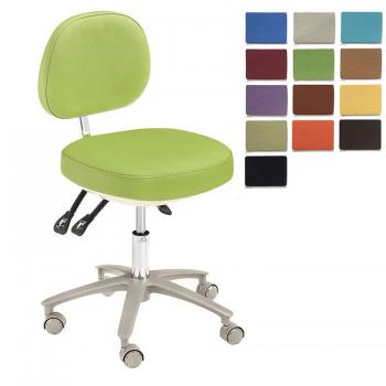 Sgabello ergonomico HS-6 per dentisti, Sgabello per assistente dentista in microfibra e pelle con schienale