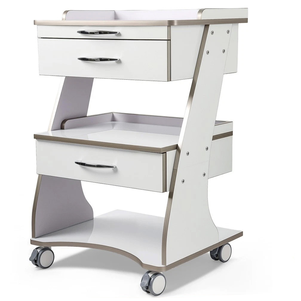 Carrello portaoggetti odontoiatrico Dentech G06 con doppio cassetto e vassoio portastrumenti