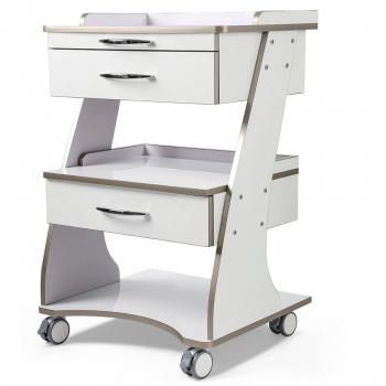 Carrello portaoggetti odontoiatrico Dentech G06 con doppio cassetto e vassoio portastrumenti