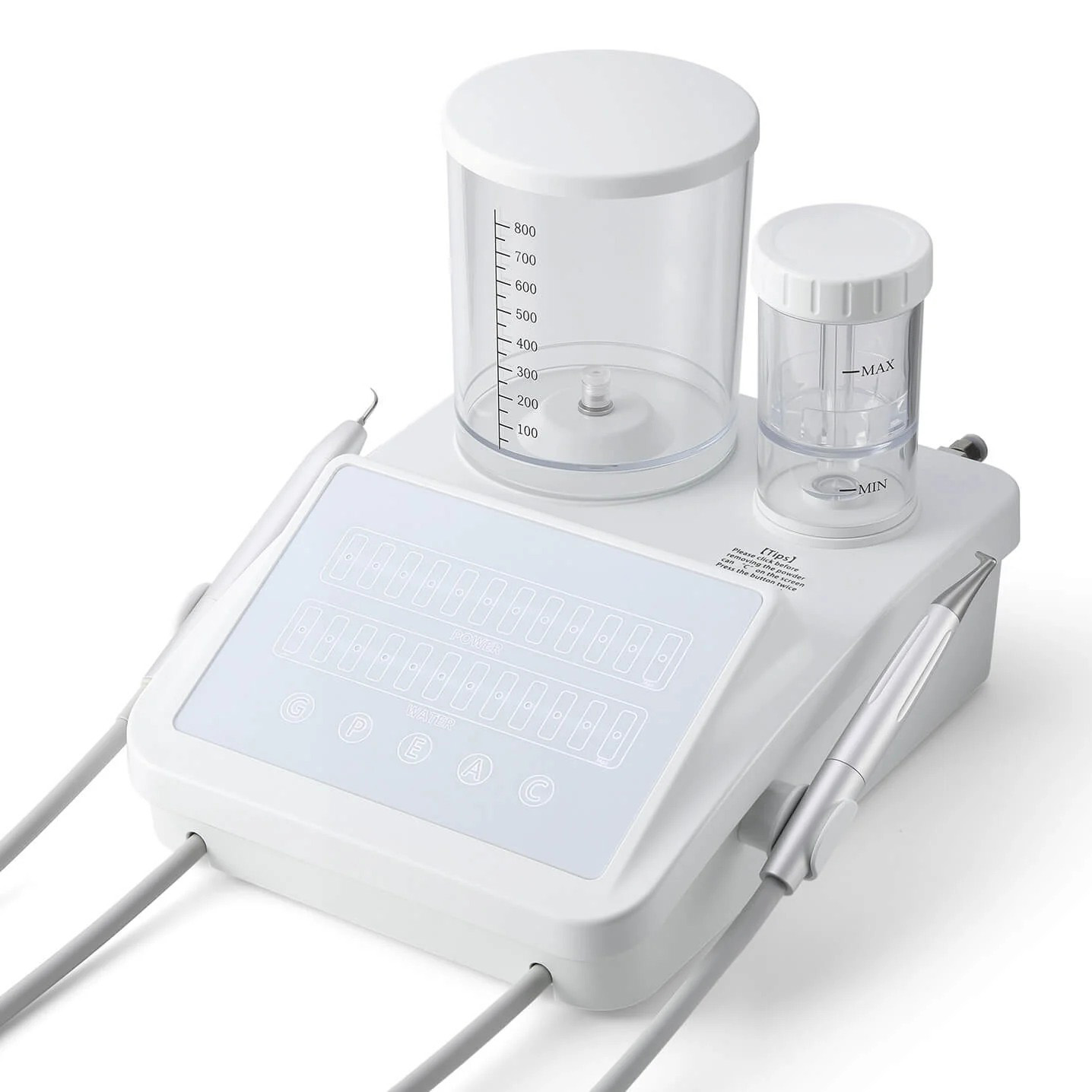 Ablatore dentale a ultrasuoni e lucidatrice ad aria 2 in 1, sistema terapia parodontale PerioJet Pro, modalità G+P+E+A+C