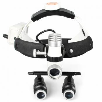 KWS Occhiali ingrandenti binoculari dentali 4,0X + Faro LED medico KWS KD-203AY-4 3W con 2 batterie