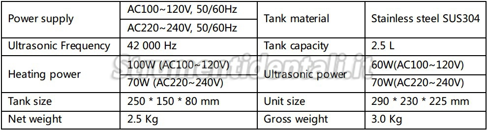 JeKen® CD-4820 Lavaggio ad Ultrasuoni 2.5L con Minutrie e riscaldatore