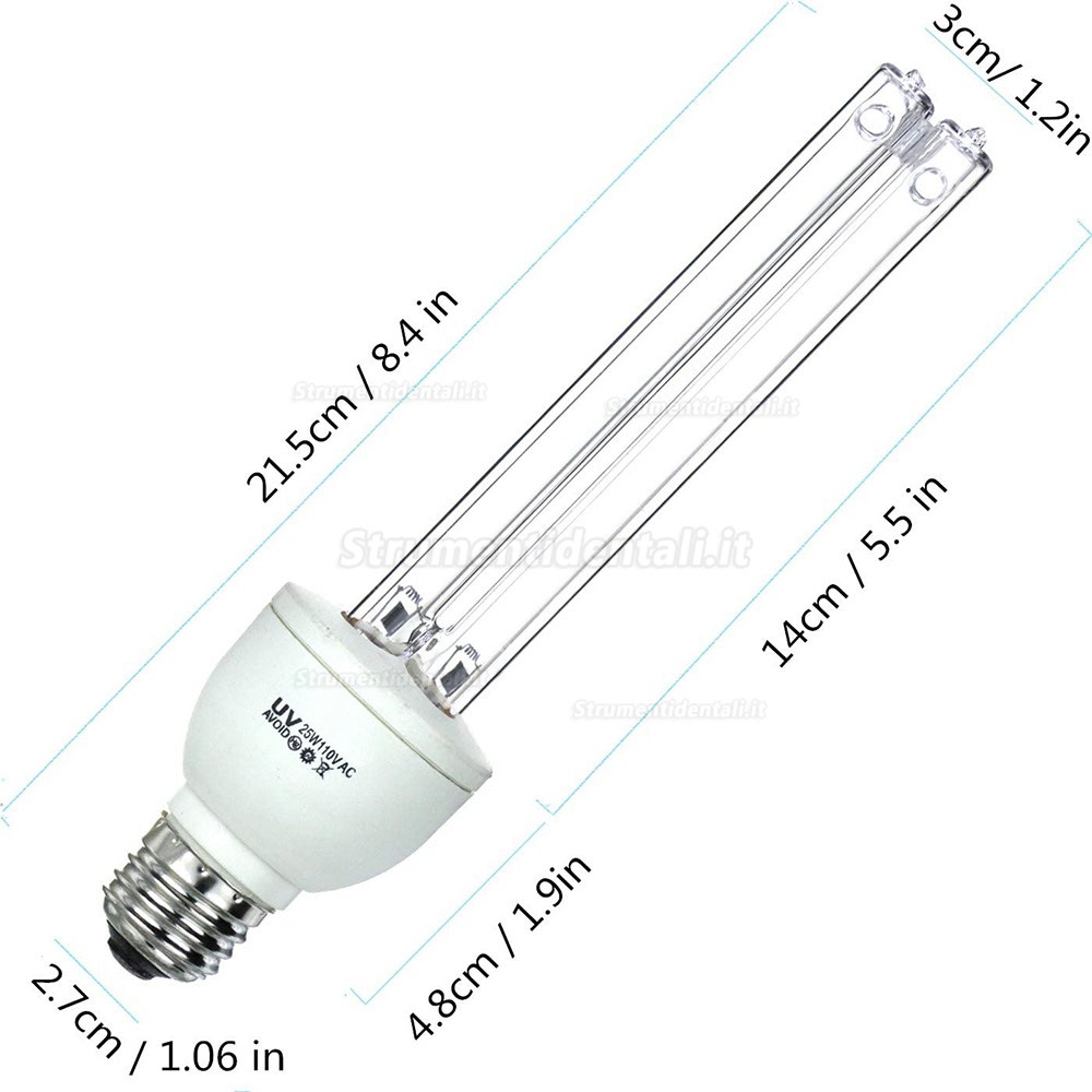 25W Quarzo UVC + Ozono Germicida Lampada a Luce Ultravioletta E27/E26 110v Pulisce l'Aria 25W Quarzo UVC + Ozono Germicida Lampada a Luce Ultravioletta E27/E26 110v Pulisce l'Aria
