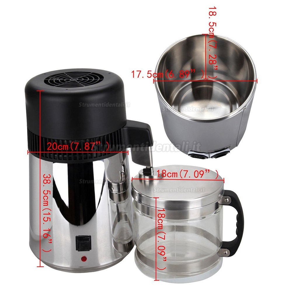 Distillatore d'acqua 4L Acciaio Inox Distillatore 750W Purificatore Acqua Distillazione Distillatore d'acqua 4L Acciaio Inox Distillatore 750W Purificatore Acqua Distillazione
