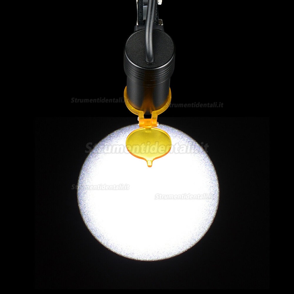 Lampada frontale a LED dentale 5W con filtro e clip da cintura + Occhiali binoculari 3,5X nere