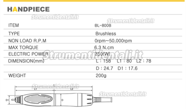 Micronx® BL-800B micro motore brushless 50,000 RPM (con manipolo)