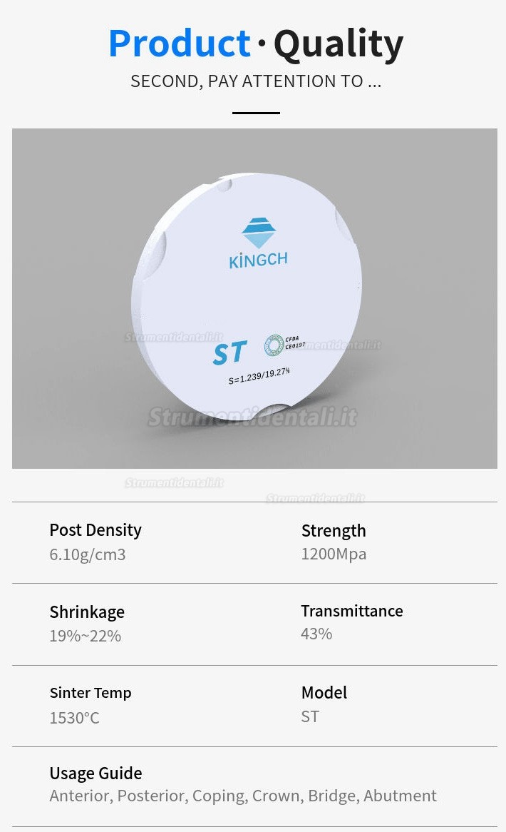 1 pezzi disco per zirconic ST/HT 95*10-25mm dentale (fresatrice del sistema CAD/CAM  Zirkon Zahn)