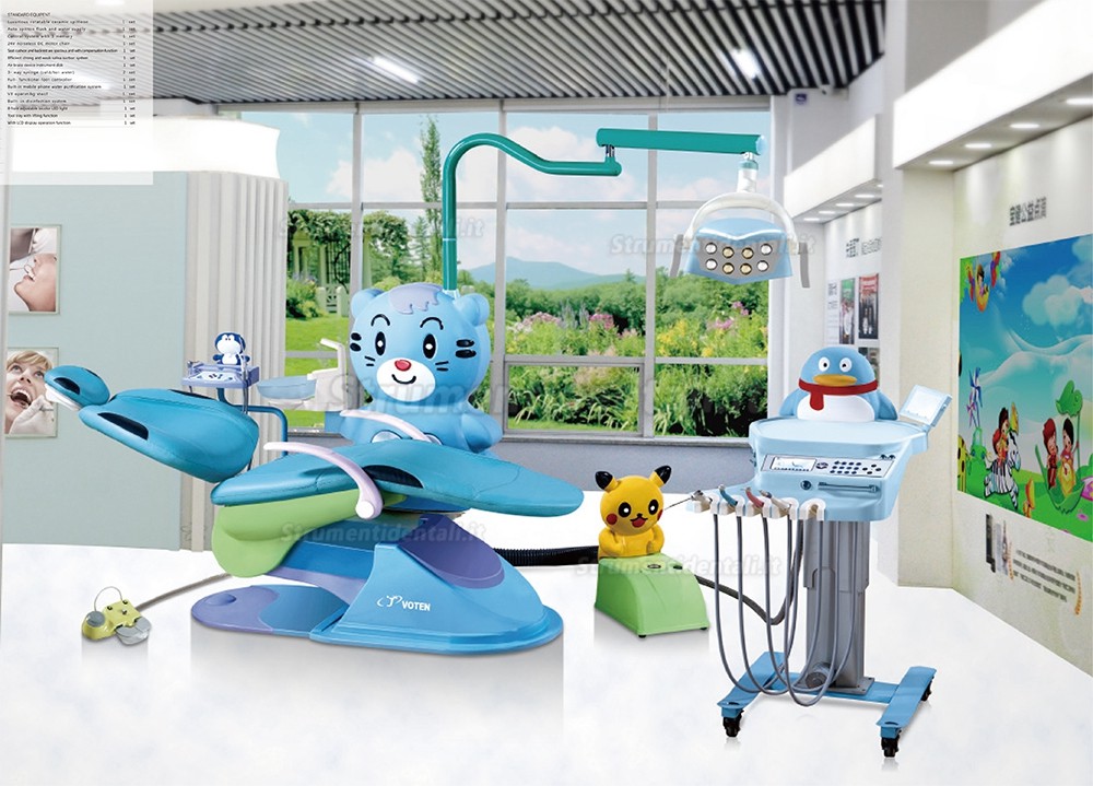 Riunito odontoiatrico pediatrico Gatto Blu T80 con Sgabelli Dentista