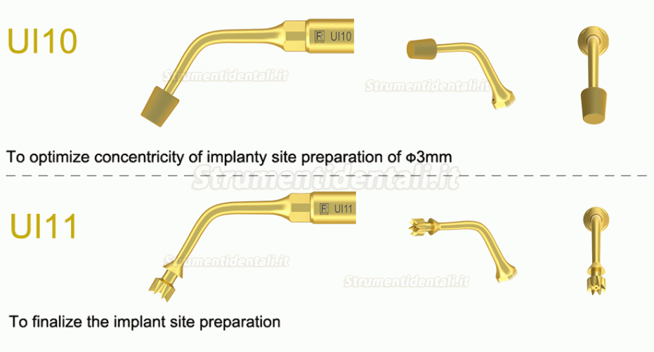 1Pz Inserti piezosurgery per preparazione del sito dell’impianto Ul6 UI7 UI8 UI9 UI10 UI11 compatible con Mectron Woodpecker