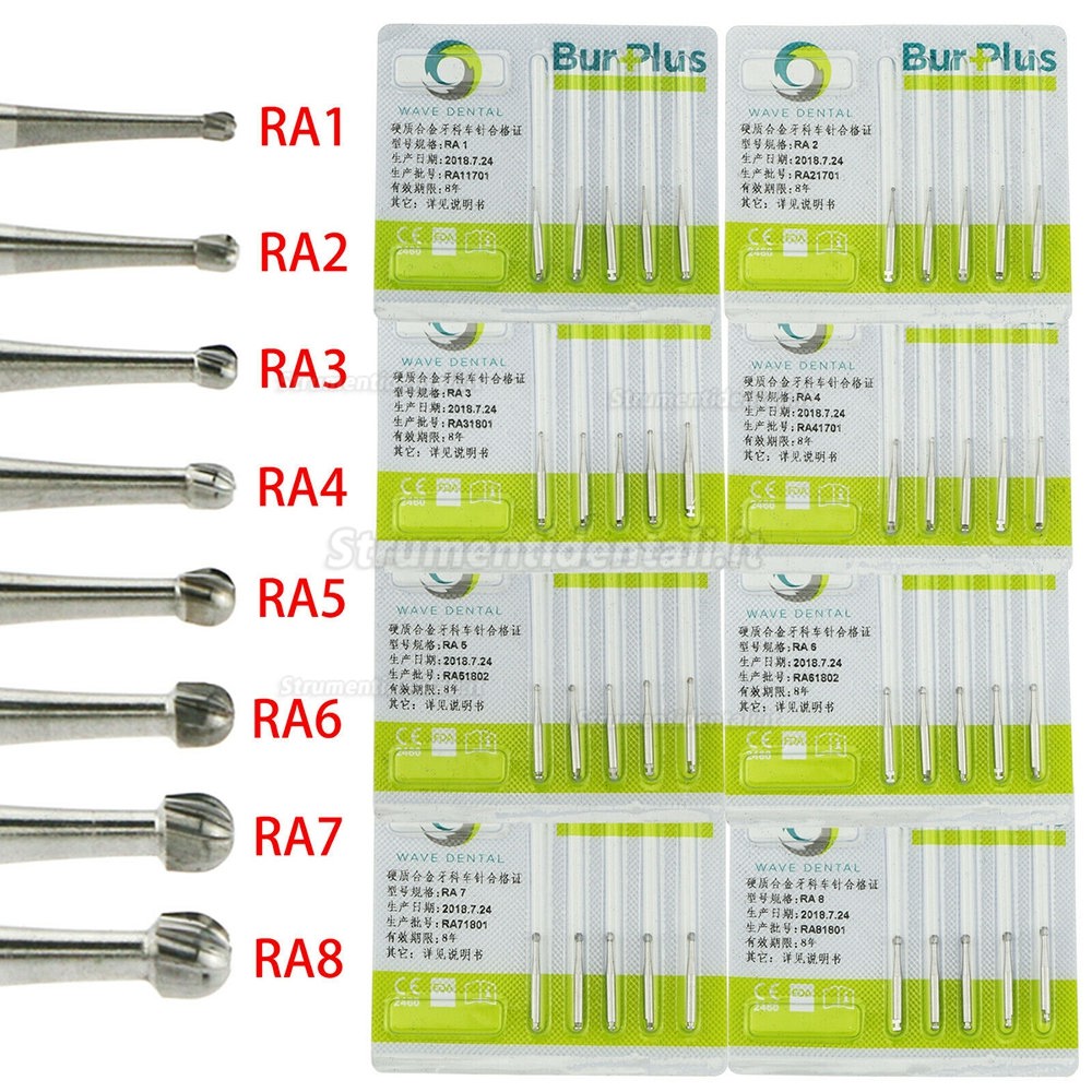 10 pacchetti WAVE Frese dentali SBT a bassa velocità in carburo di tungsteno con chiusura tonda RA 1 2 3 4 5 6 7 8