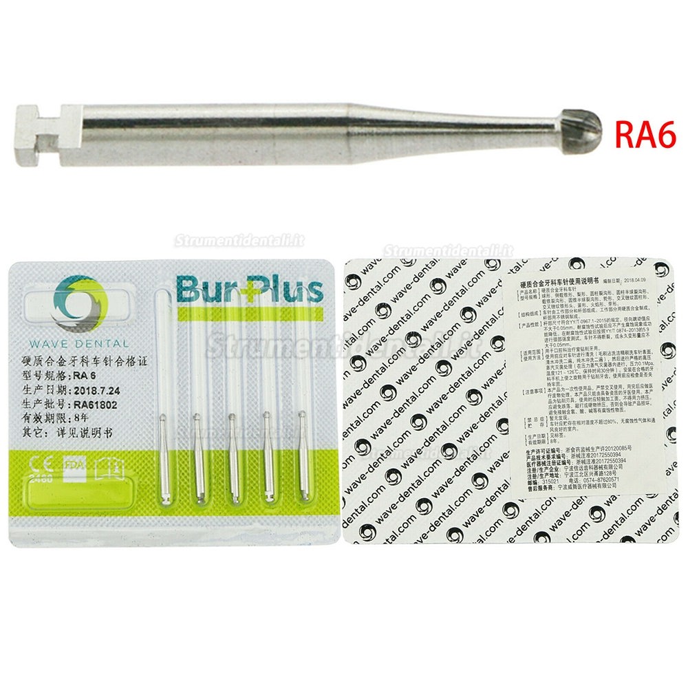 10 pacchetti WAVE Frese dentali SBT a bassa velocità in carburo di tungsteno con chiusura tonda RA 1 2 3 4 5 6 7 8