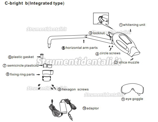 YUSENDENT® C-Bright-B Lampade sbiancamento dentale (Installare su sedia dentale)