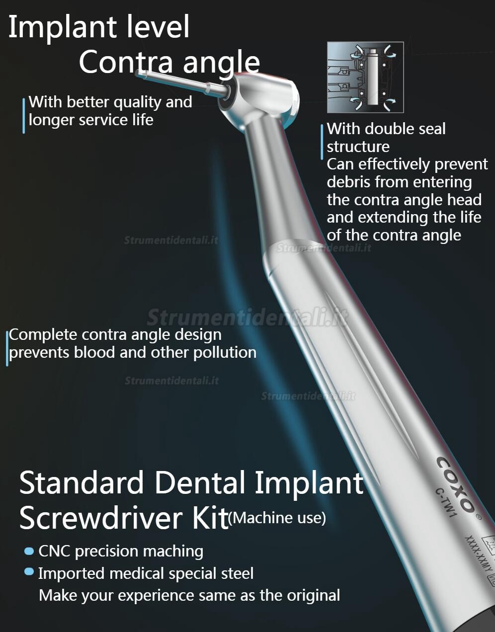 Manipolo chiave dinamometrica per impianti dentali COXO C-TW1