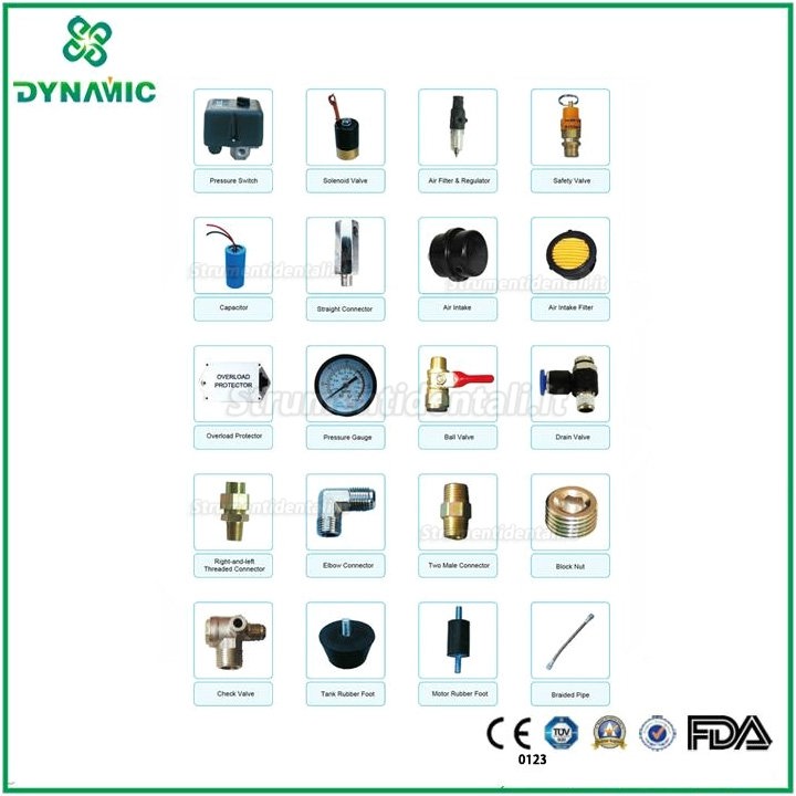 Dynamic DA7003 Compressore senza olio silenziato odontoiatrico 2250W 70L