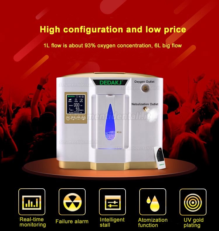 DEDAKJ DDT-1L Concentratore di ossigeno portatile Macchina per ossigeno regolabile Purezza 93%