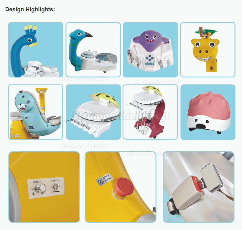 Riunito odontoiatrico dei dinosauri dei cartoni animati per bambini DS-KID-7