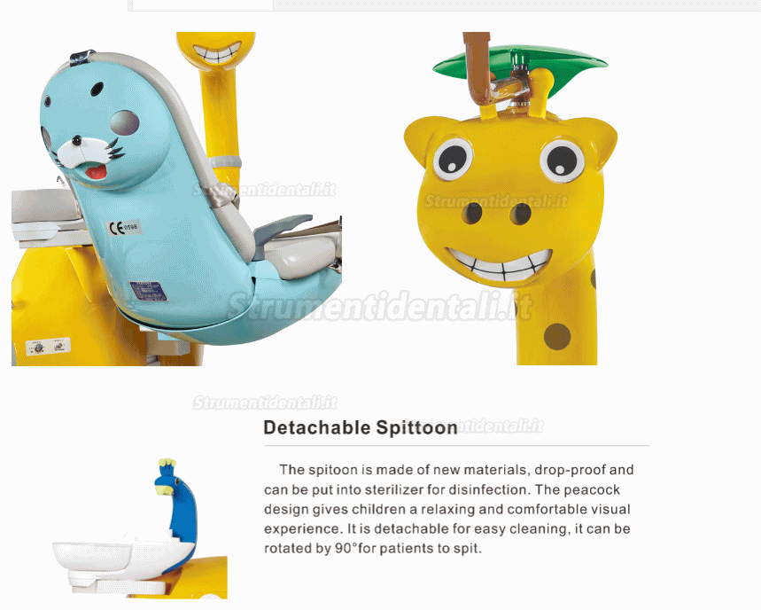 Riunito odontoiatrico dei dinosauri dei cartoni animati per bambini DS-KID-7