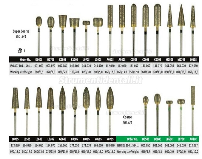 50 pz/set frese diamantate sinterizzate per laboratorio odontotecnico