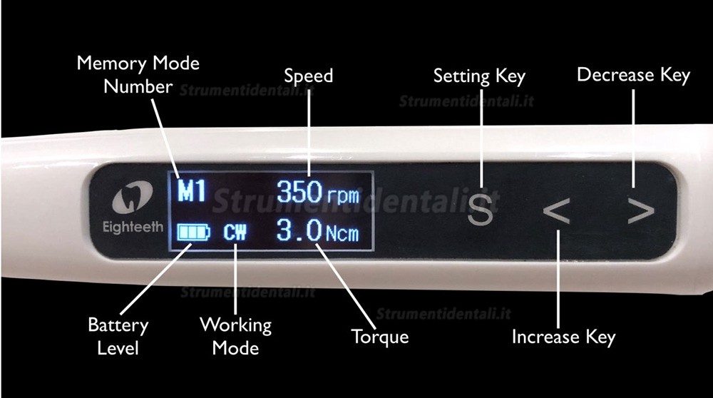 Eighteeth E-CONNECT S Endomotore dentale con localizzatore apicale integrato