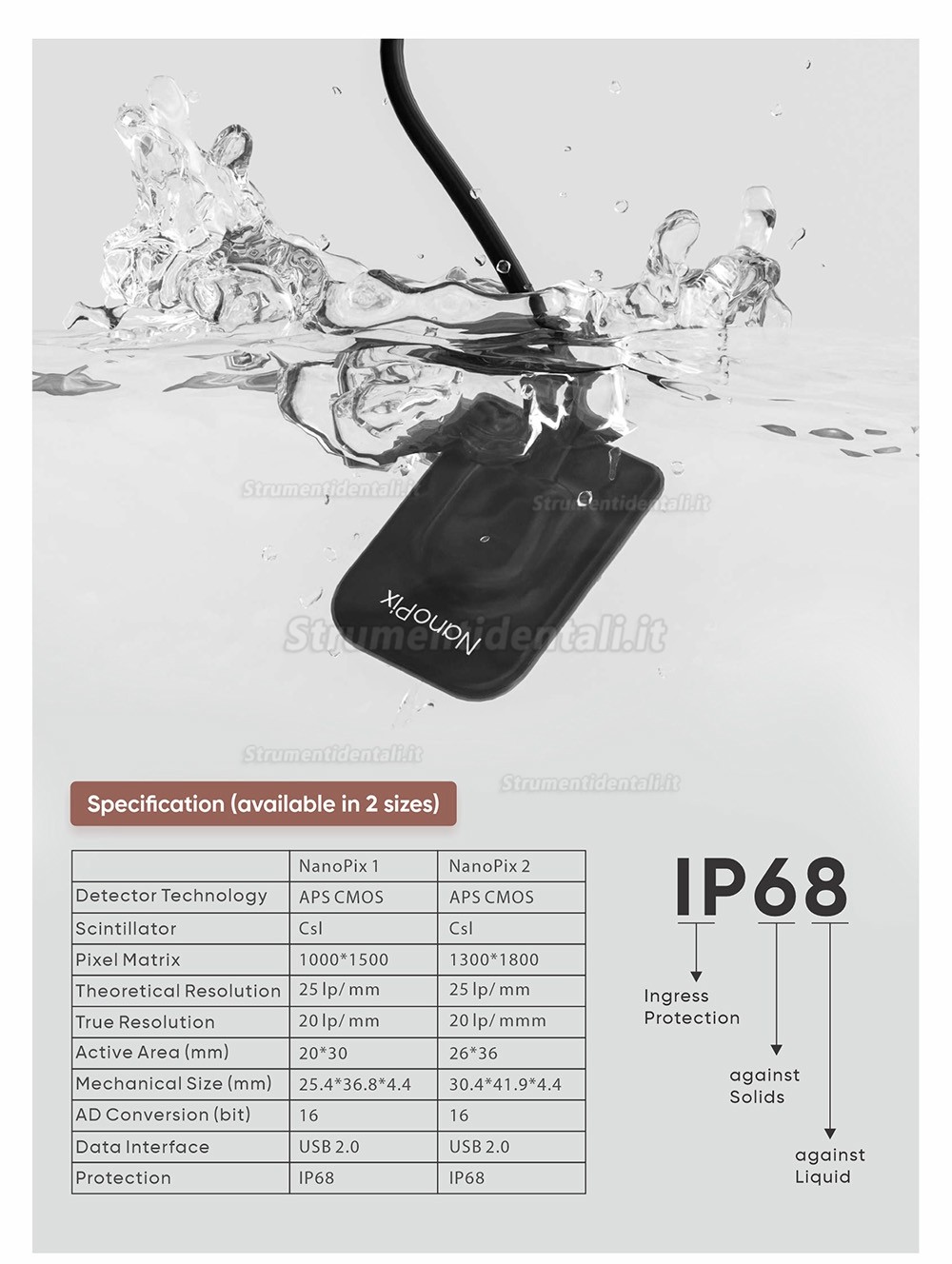 Sensore RVG odontoiatrico / Sensore intraorale digitale Eighteeth® Nanopix Sensore RVG odontoiatrico / Sensore intraorale digitale Eighteeth® Nanopix