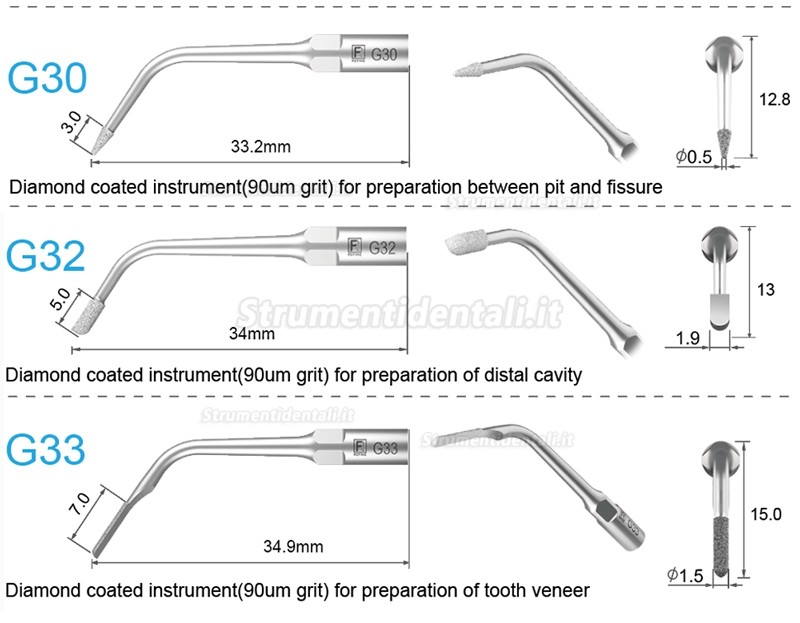 5Pz Refine® Inserti piezo per endodonzia G20 G21 G30 G31 G32 G33 G35 compatible con REFINE EMS Woodpecker