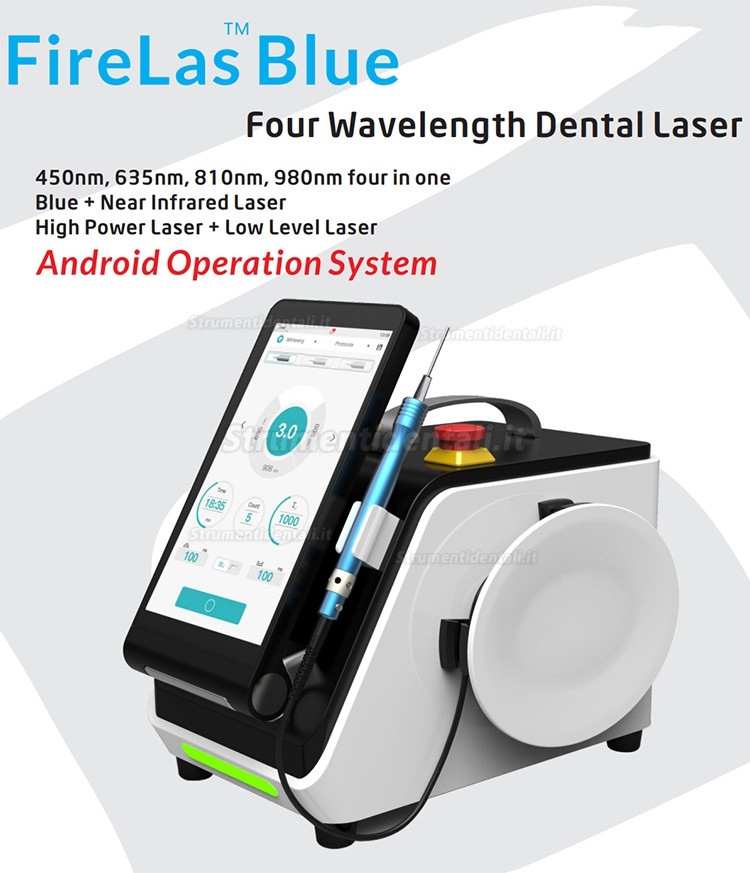 Gigaalaser FireLas Blue Laser a GaAlAs Diodi Dentali 635nm/445nm/810nm/970nm (200mW+3W+7W+10W)