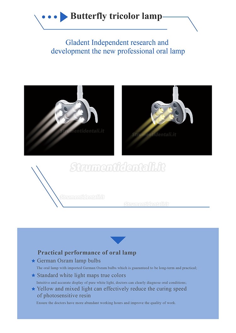 Riuniti odontoiatrici Gladent® GD-S350C con portastrumenti indipendente