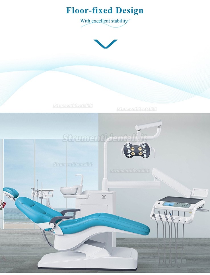 Gladent® GD-S450 Poltrona odontoiatrica integrale con scatola per unità fissa a pavimento