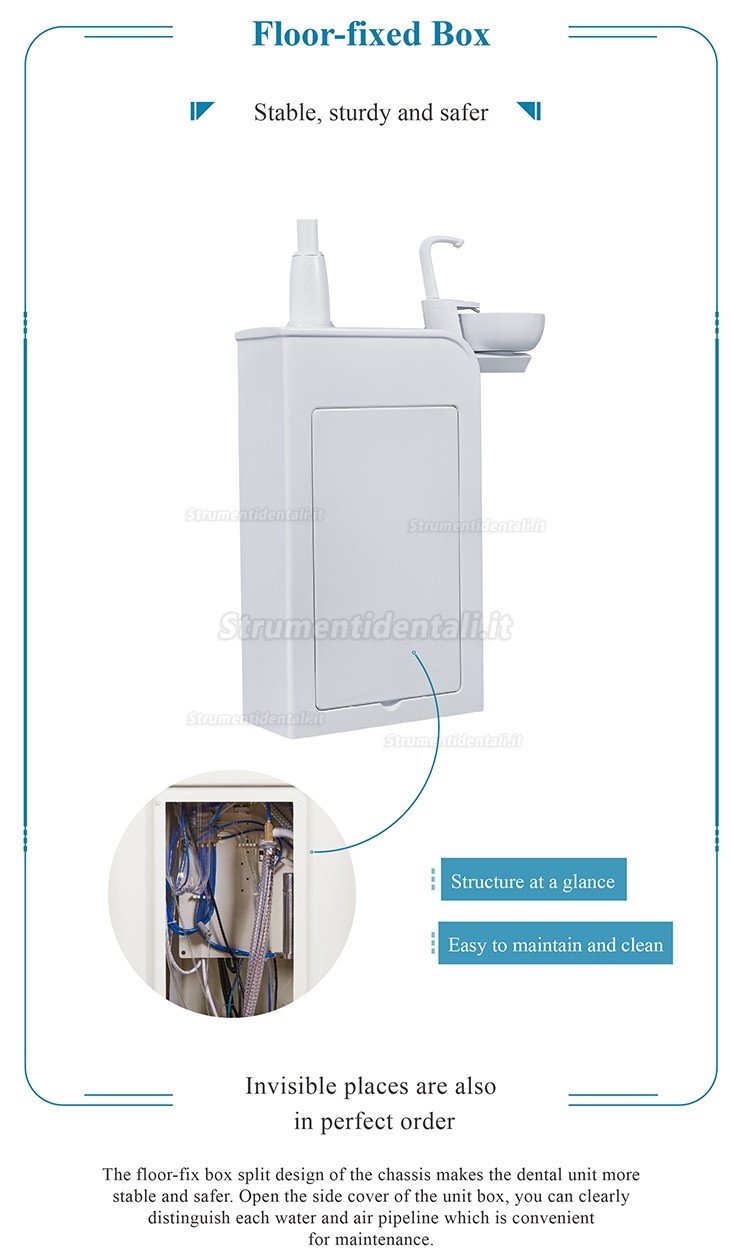 Gladent® GD-S450 Poltrona odontoiatrica integrale con scatola per unità fissa a pavimento