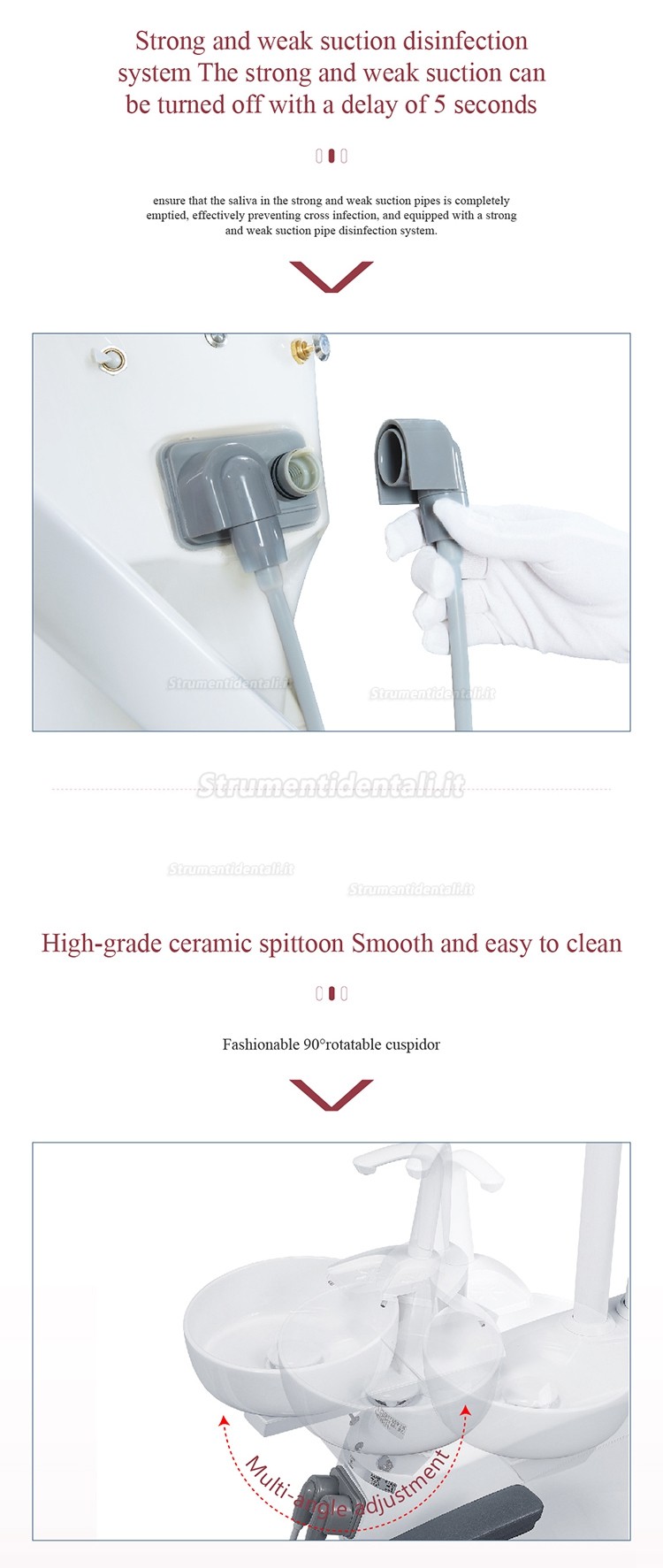 Sistema di unità odontoiatriche idrauliche / riunito odontoiatrico integrato Gladent® GD-S600 (stile continental)