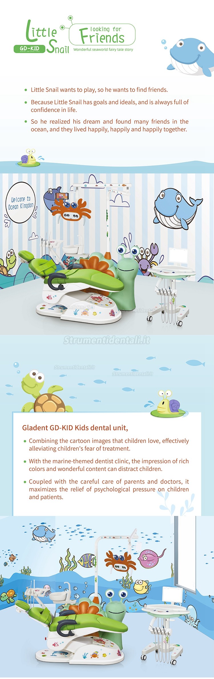 Poltrona odontoiatrica elettrica per bambini / Riunito odontoiatrico per bambini Gladent® GD-S800