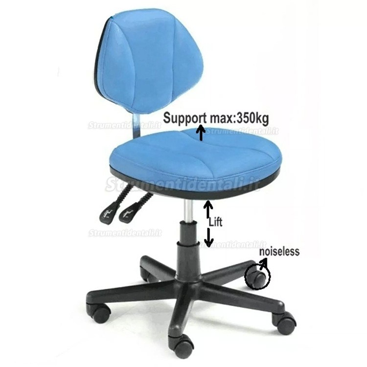 Sgabello mobile per dentista HS-10 con supporto per la schiena, Sedia per assistente dentista, infermiera, igienista