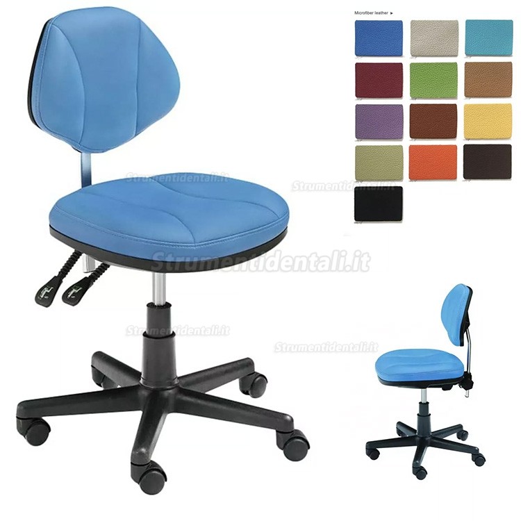Sgabello mobile per dentista HS-10 con supporto per la schiena, Sedia per assistente dentista, infermiera, igienista