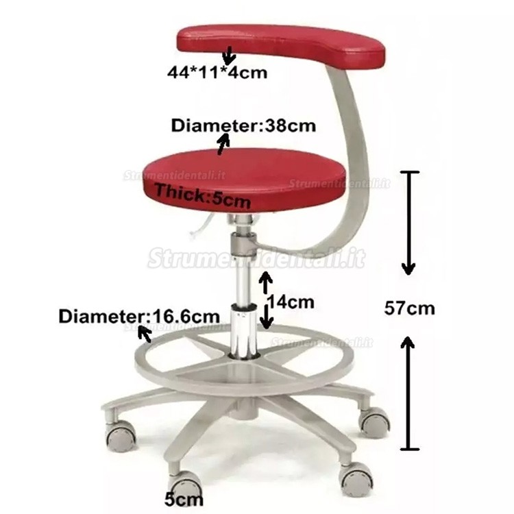 Sgabello ergonomico odontoiatrico HS-11 con braccioli, sedia a sella per assistente igienista