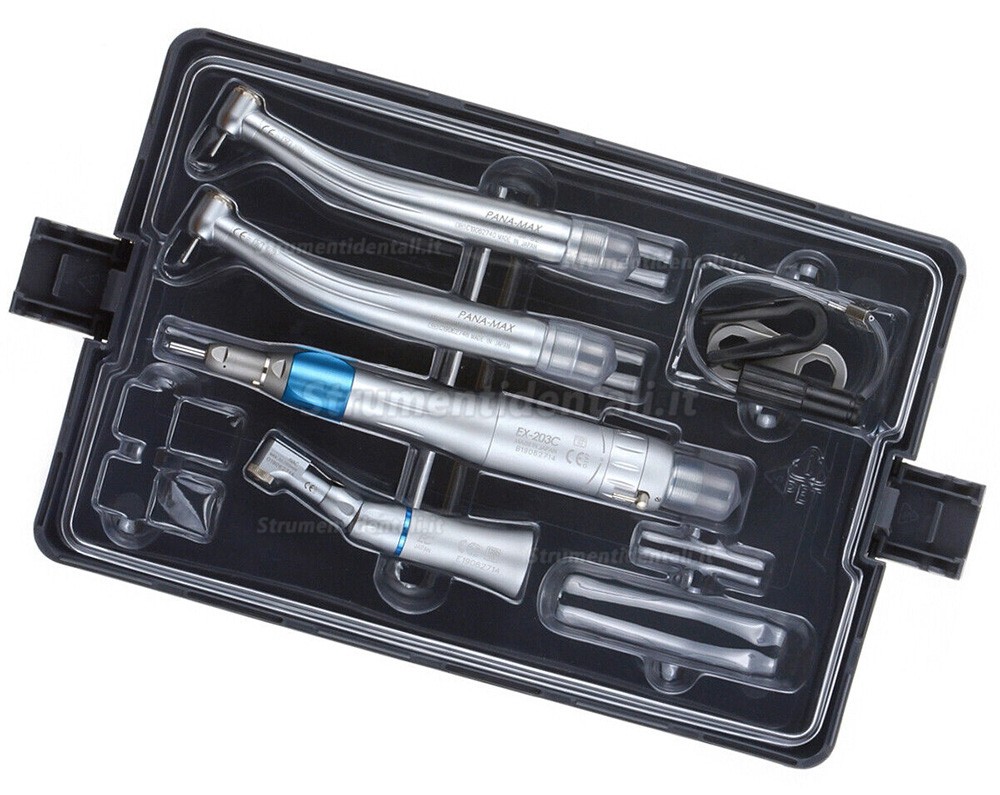 Kit manipolo dentale ad alta e bassa velocità tipo a pulsante con motore pneumatico 2 fori Kit manipolo dentale ad alta e bassa velocità tipo a pulsante con motore pneumatico 2 fori