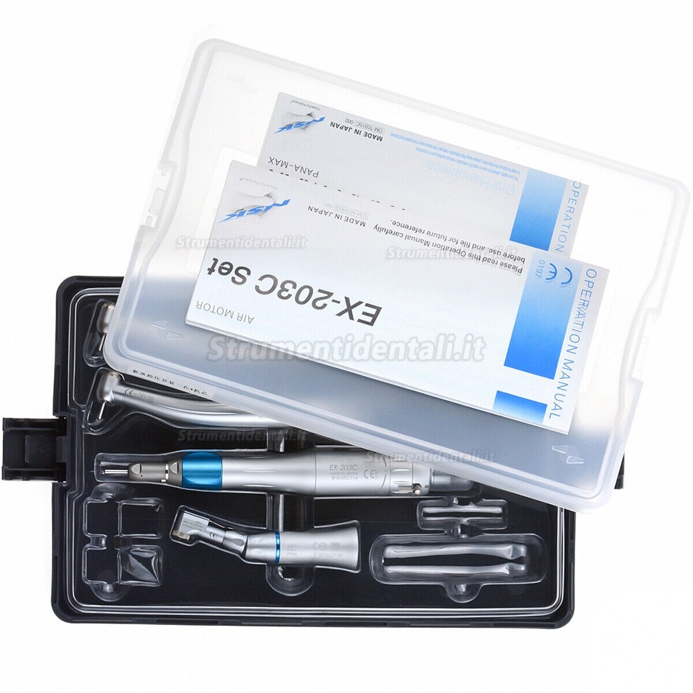 Kit manipolo dentale ad alta e bassa velocità tipo a pulsante con motore pneumatico 2 fori Kit manipolo dentale ad alta e bassa velocità tipo a pulsante con motore pneumatico 2 fori