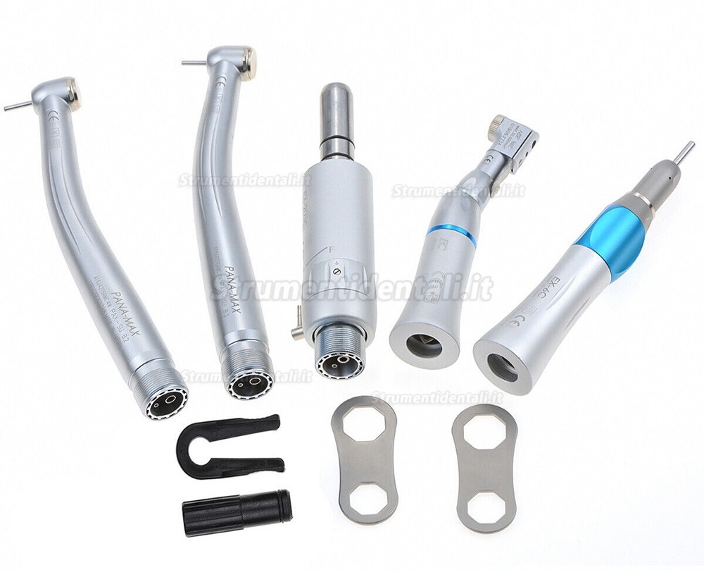 Kit manipolo dentale ad alta e bassa velocità tipo a pulsante con motore pneumatico 2 fori Kit manipolo dentale ad alta e bassa velocità tipo a pulsante con motore pneumatico 2 fori