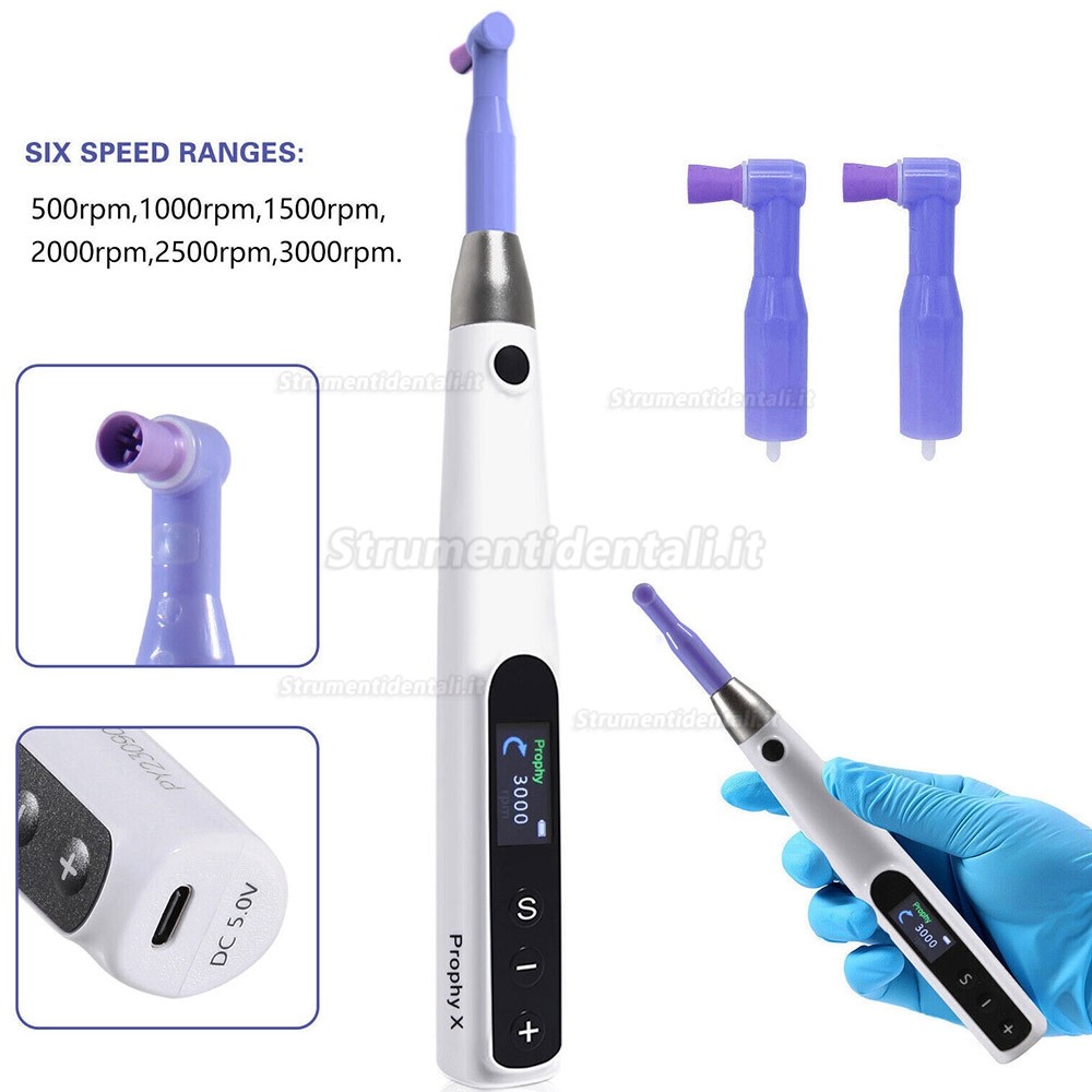 Manipolo per profilassi elettrica dentale Girevole a 360° + 2 angoli per profilassi Manipolo per profilassi elettrica dentale Girevole a 360° + 2 angoli per profilassi