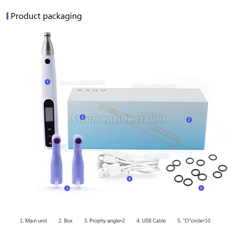 Manipolo per profilassi elettrica dentale Girevole a 360° + 2 angoli per profilassi Manipolo per profilassi elettrica dentale Girevole a 360° + 2 angoli per profilassi